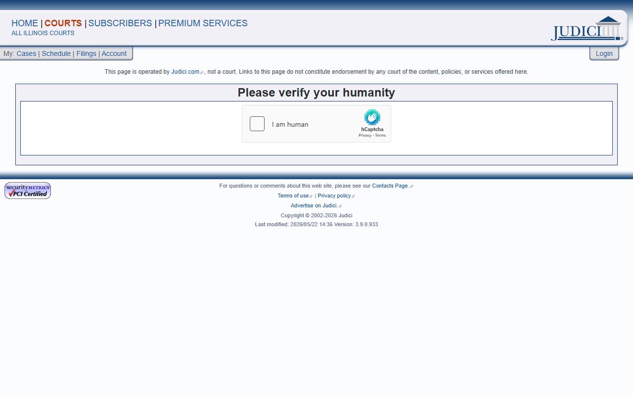 Franklin County court records after jail arrest Judici case search CAPTCHA